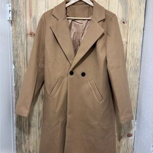 Source Unknown Tan Double-Breasted Trench Coat